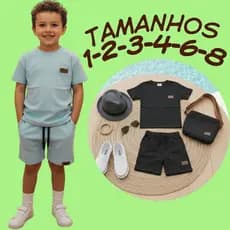 Kit ESSENCIAL 2 Peças INFANTIL | Short + Camiseta Malha | VERÃO Custo-Benefício