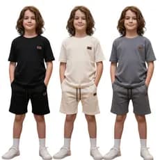 Conjunto INFANTIL 2 Peças Camiseta + Short | Malha Conforto | Look VERÃO Passeio