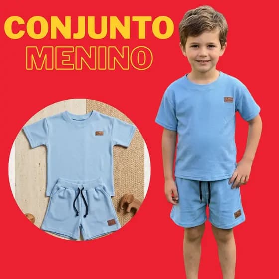 Conjunto Menino Conforto Total Para o Dia a Dia- cores preto - branco- crema - azul bb- marrom-verde