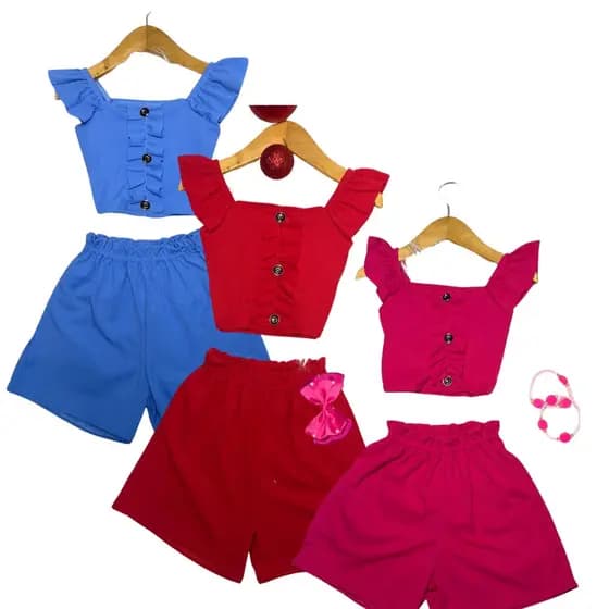 Conjunto Menina Regata Ribana Canelada Premium Verão Infantil Blogueirinha Tam 2 4 6 8 Anos