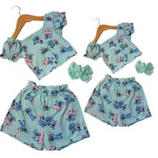 🎀 Conjunto Infantil STITCH | Cropped Curta & Short Suplex (P-GG)