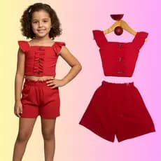 Conjunto Infantil Verão Regata Canelada Ribana Premium Tamanho 2 4 6 8 Anos Estilo Blogueirinho