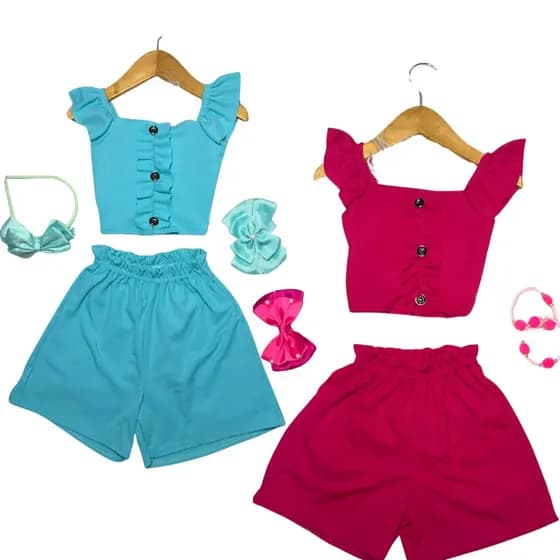 Conjunto Infantil Regata Canelada Ribana Menina Premium Verão Tam 2 a 8 Anos - Conforto Total