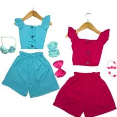 Conjunto Infantil Regata Canelada Ribana Menina Premium Verão Tam 2 a 8 Anos - Conforto Total