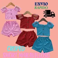 Conjuntos Infantil Feminino Verão Menina Moda Casual Tam 2 ao 8 Cores Sortidas