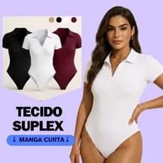 Body Feminino Manga Curta Suplex Cores Neutras Preto Branco Vinho Tamanho Único