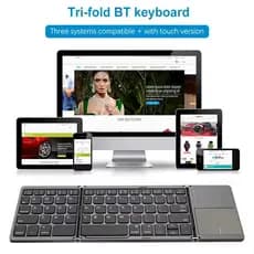 Teclado sem fio BT teclado dobrável portátil ultra fino teclado BT com touchpad para Windows/Android/iOS Cinza