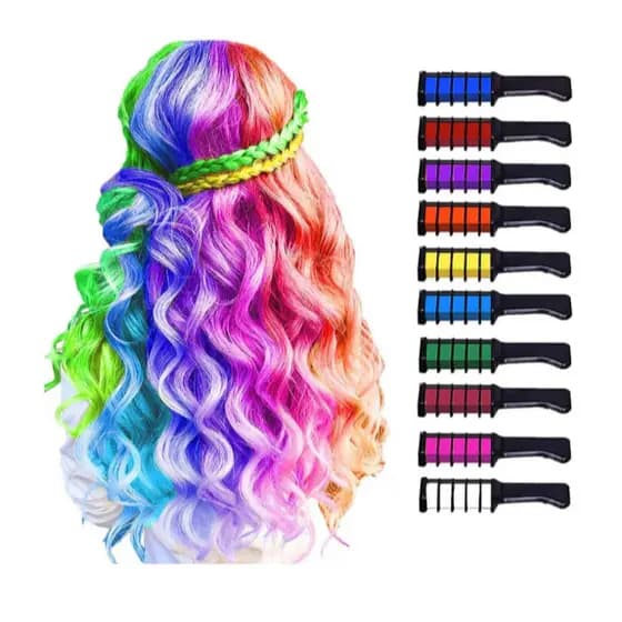 Kit de Maquiagem para meninas Novo Pente de Giz de Cabelo Lavável Temporário Tintura para Crianças