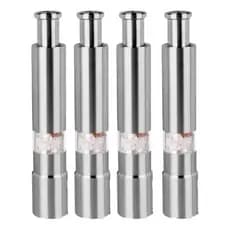 Kit 4 Moedor Em Inox Para Sal E Pimenta Manual Saleiro Botão