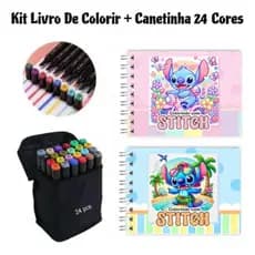 Kit Escolar Livro Colorir Tik Tok + 24 Canetinhas Touch