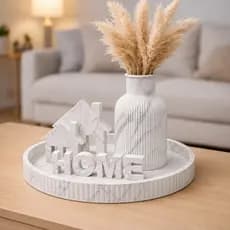 Kit Decoração Com Bandeja Vaso Porta Vela  LOVE HOME Centro de Mesa Decoração Luxo