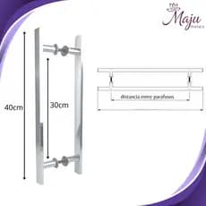 Puxador Para Porta de Madeira ou Vidro 40 cm 30 cm Entre Os Furos  Barra Chata Em Alumínio.