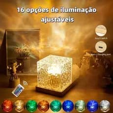 Projector Luz Nocturna Criativa De Ondulação De Água Acrílica Rotativa Lâmpada De Iluminação Com Cristal De Onda Marinha