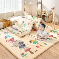 Tapete para engatinhar 1.8 x 2m Tapete infantil dobrável de espuma com impressão dupla face Tapete para bebês engatinh