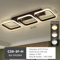 Luz De Teto 3 Cores led Para Quarto Sala De Estar Cozinha Corredor Luzes Do