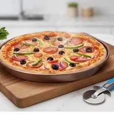 Forma para Mini Pizza 25cm Alumínio + Cortador de Pizza brinde