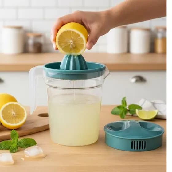 Jarra Verde com espremedor e tampa 1,2 L agua laranja limão lima suco fitness saude