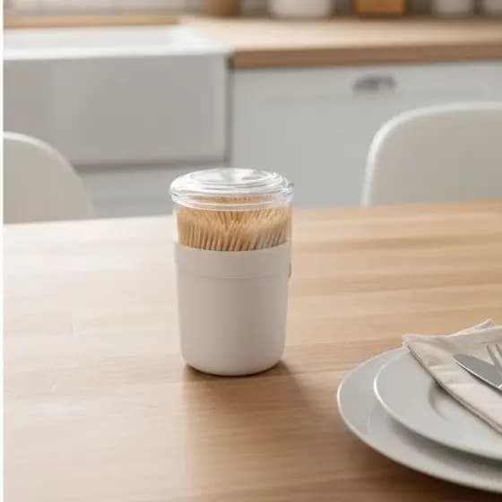 Paliteiro De Mesa branco Pra Bares Restaurante Cozinha Kit Com 100 palitos