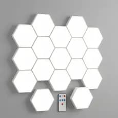 Luminária LED Hexagonal Quântica Modular Touch Controle Remoto Decoração Quarto Sala Kit 3