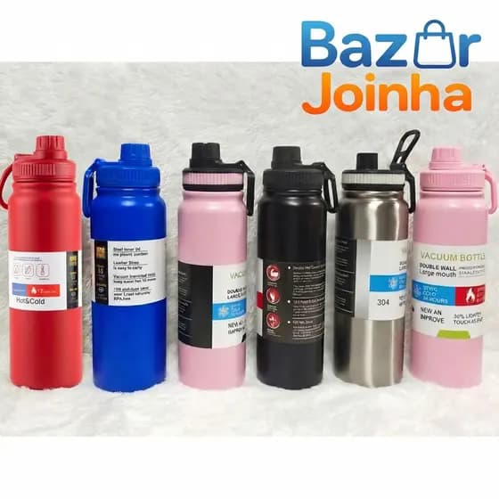 Garrafa Térmica 800ml Inox Parede Dupla Mantém Gelada Presente Portátil 8 Cores