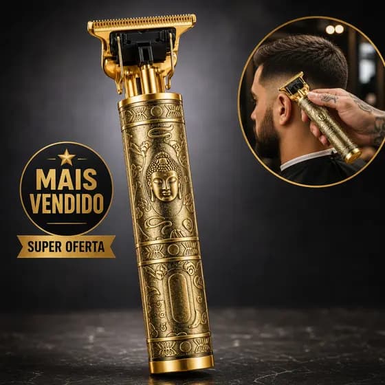 Máquina Cortar Cabelo Profissional Corpo Alumínio Lâmina Inox 1200mAh Sem Fio USB Vintage