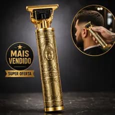 Máquina Cortar Cabelo Profissional Corpo Alumínio Lâmina Inox 1200mAh Sem Fio USB Vintage