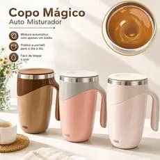 Caneca Misturadora Automática Recarregável Magnética 380ml Aço Inoxidável Copo Elétrico Café Leite