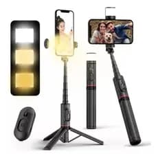 Tripé Celular Bastão Selfie Bluetooth Led Cor Preto
