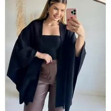 Roupa Feminina Kimono Tricot Inverno Cardigan Aberto Blusa de Frio Feminina Elegante Tamanho Único