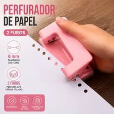 Perfurador Furador de Papel Com 2 Furos 6 mm em Metal – Compacto e Durável