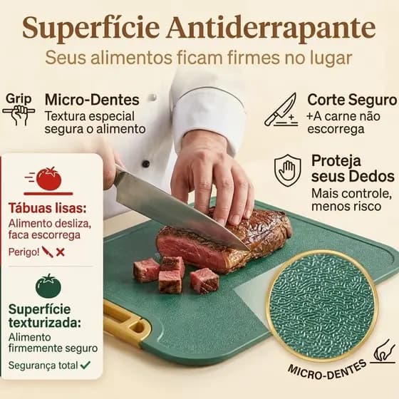 Tábua de Corte  Antibacteriana À Prova De Mofo Com Alça Anti-rachaduras Cozinha Verde Carne