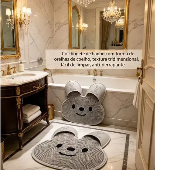 Tapete de banheiro antiderrapante para uso doméstico com massageador e função de limpeza dos pés
