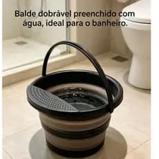 Balde 8L Litros Silicone Retrátil Dobrável Peneira Limpeza Casa