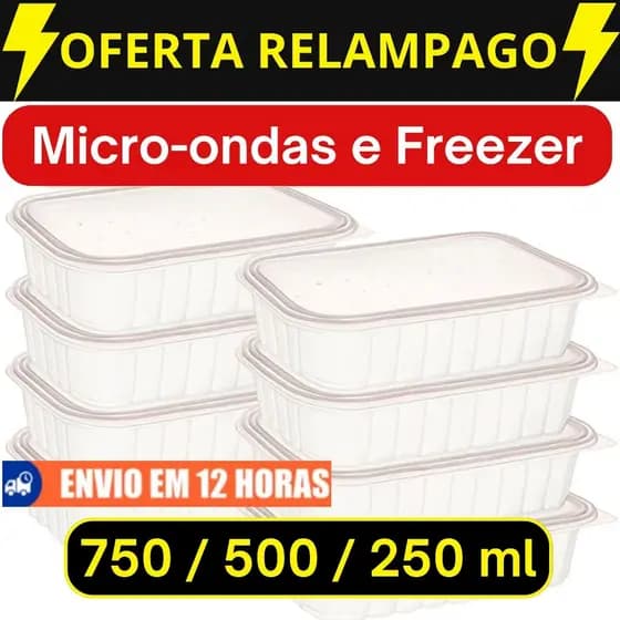 24 Pote Marmita Embalagem Descartável Fitness Fit Freezer Microondas Armazenamento Alimentos Comida