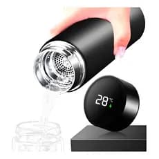 Garrafa Térmica 500ml Com Medidor De Temperatura Digital Led