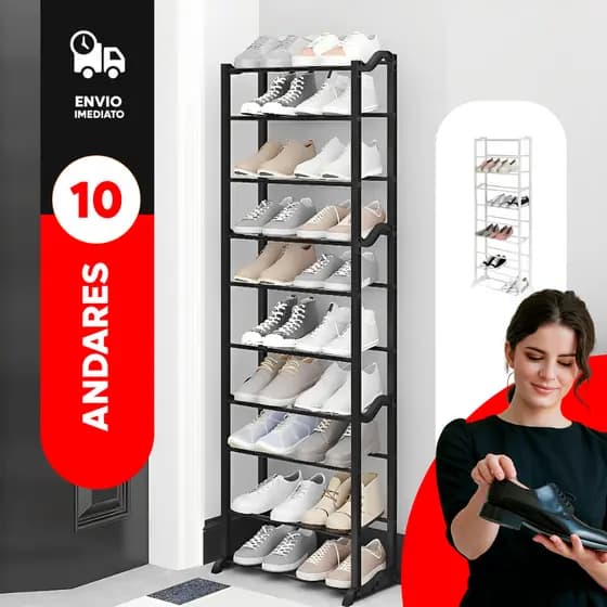 Sapateira Portatil 30 Pares Com 10 Andares Sapatos Desmontável Resistente Organizador Multiuso -A01