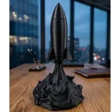 Foguete Decorativo Espacial com Base de Lançamento Dinâmica