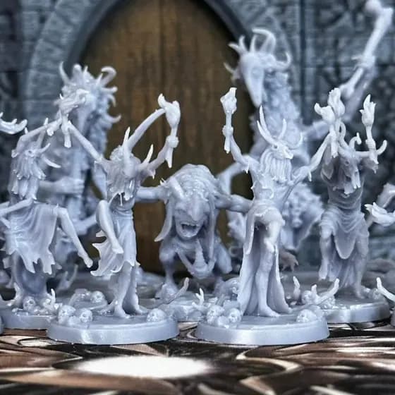 Kit 11 pçs Criaturas da Floresta Ritual Cultistas Resina para Dungeons an Dragons RPG D&D Minatura