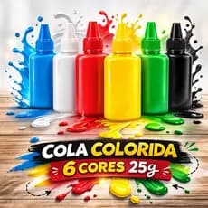 COLA ESCOLAR COLORIDA 25G – LAVÁVEL, 6 CORES VIBRANTES, BICO APLICADOR