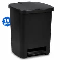Lixeira 15L c/ Pedal e Cesto Removível Compacta Resistente Lixo Multiuso Casa Cozinha Banheiro