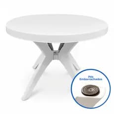 Mesa Redonda Plástica Rubi Desmontável Resistente 92cm Jantar Cozinha Festas Casa