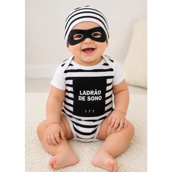 Body Bebe Frase Mesversario Ladrão Sono Menino Menina Luxo Divertido