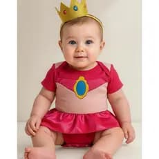 Body Bebe Mesversario Fantasia Infantil Menina Princesa Peach Mario Bros