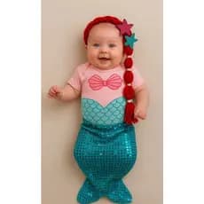 Body Bebe Infantil Mesversário Fantasia  Sereia Personagem Luxo Festa Verão Presente Menina !