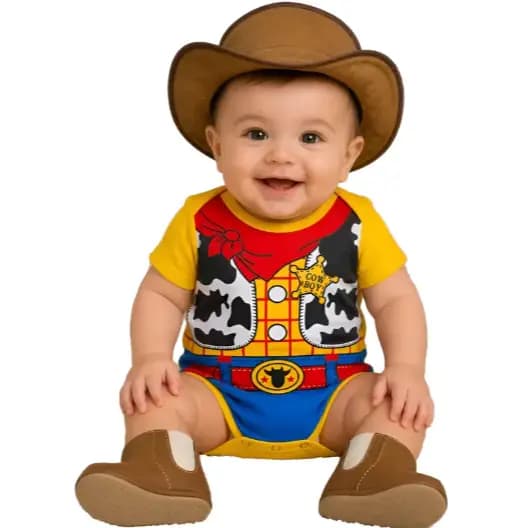 Body Bebe Infantil Mesversario Fantasia Toy Story Woody Disney