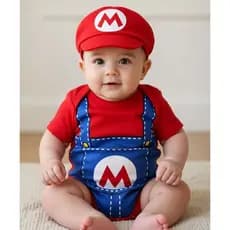 Body Bebe Fantasia Super Mario Bros Infantil Mesversario Menino