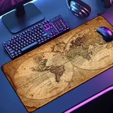 Mouse Pad Grande Mapa Mundi  65x30 70x35 80x35 90x40 90x50 120x60 Antiderrapante Borda Costurada