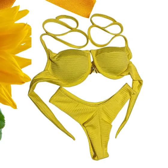 iquíni  feminina hot pants meia taça com bojo e forro detalhe de laço com calcinha asa delta.