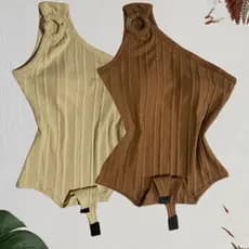 Body Feminino Mula Manca ribana prime  Com Forro Alça fina um Ombro