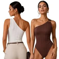Body Feminino Fivela Orgânica Tendência 2026  casual Elegante Moda Gringa Blogueira